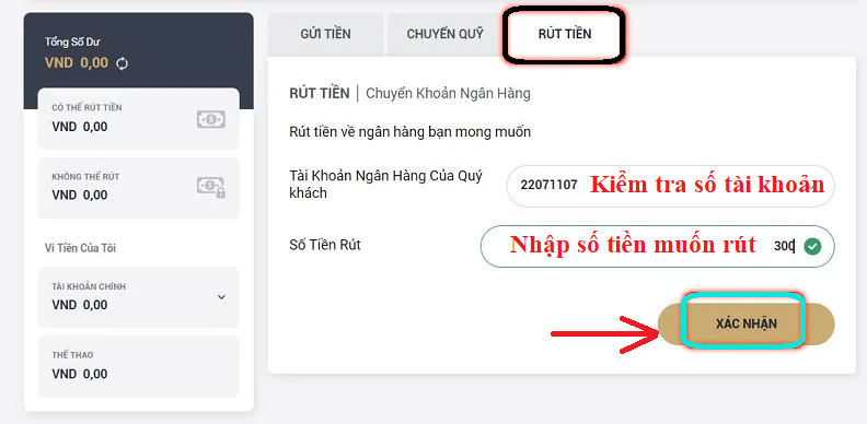 Rút tiền M88 về tài khoản